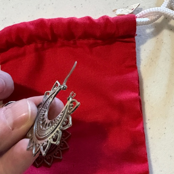 NEW Chic Silver Mandala Hoop Boho Tribal Hypoallergenic Stainless Steel Earrings - Picture 5 of 6